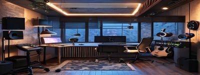 专业录音室内音频工程师制作3D双耳ASMR助眠音效的工作场景